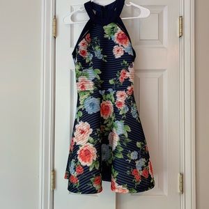 Navy Floral Formal Dress S